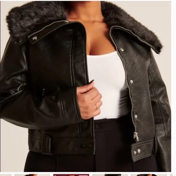ABERCROMBIE & FITCH | VEGAN LEATHER JACKET - Picture 5 of 14